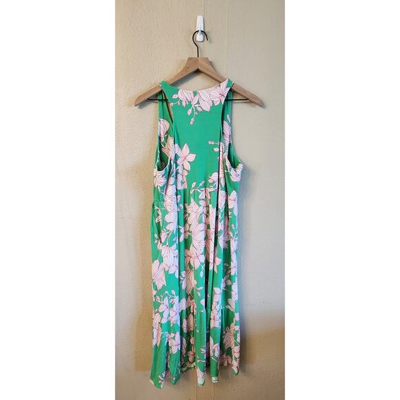 CAbi Weekend Dress SZ Large Green and Pink Mid-length Sleeveless - Picture 3 of 10